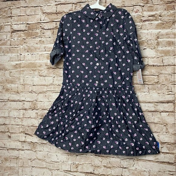 Carter's Just One You Size 6X Medium rolled Sleeve Dress Blue with flowers - Picture 3 of 7